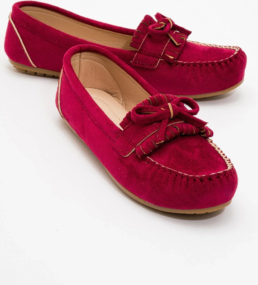 Kadın Püsküllü Babet BORDO SÜET