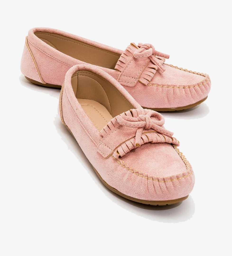 Kadın Geçmeli Düz Sandalet PUDRA SÜET - Görsel 1