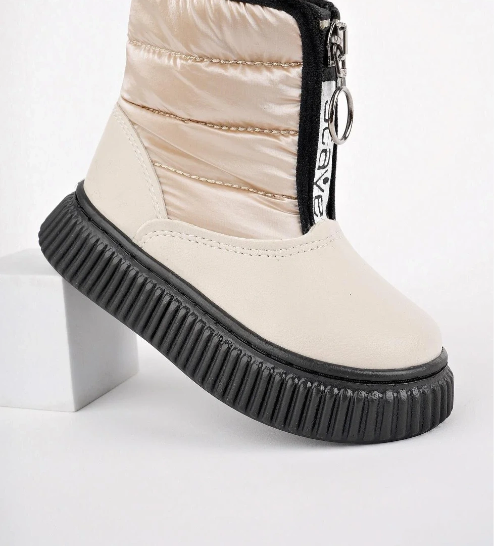 CANDY Garantili Bebek Rahat Kalıp Önü Fermuarlı İçi Kürklü Yağmur ve Kar Botu