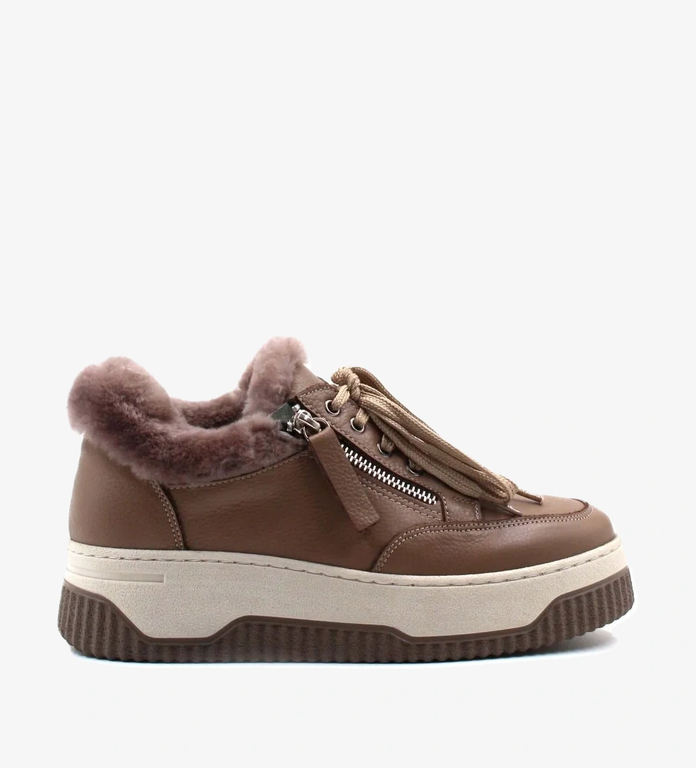 Hakiki Deri Kürklü Kadın Casual Ayakkabı 142KZA15 - Görsel 1