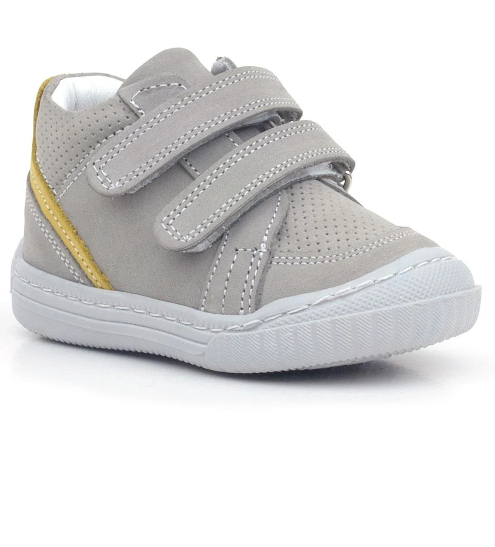 Rakerplus Raya Hakiki Deri Gri Sarı Cırtlı Erkek Bebek Bot model görseli