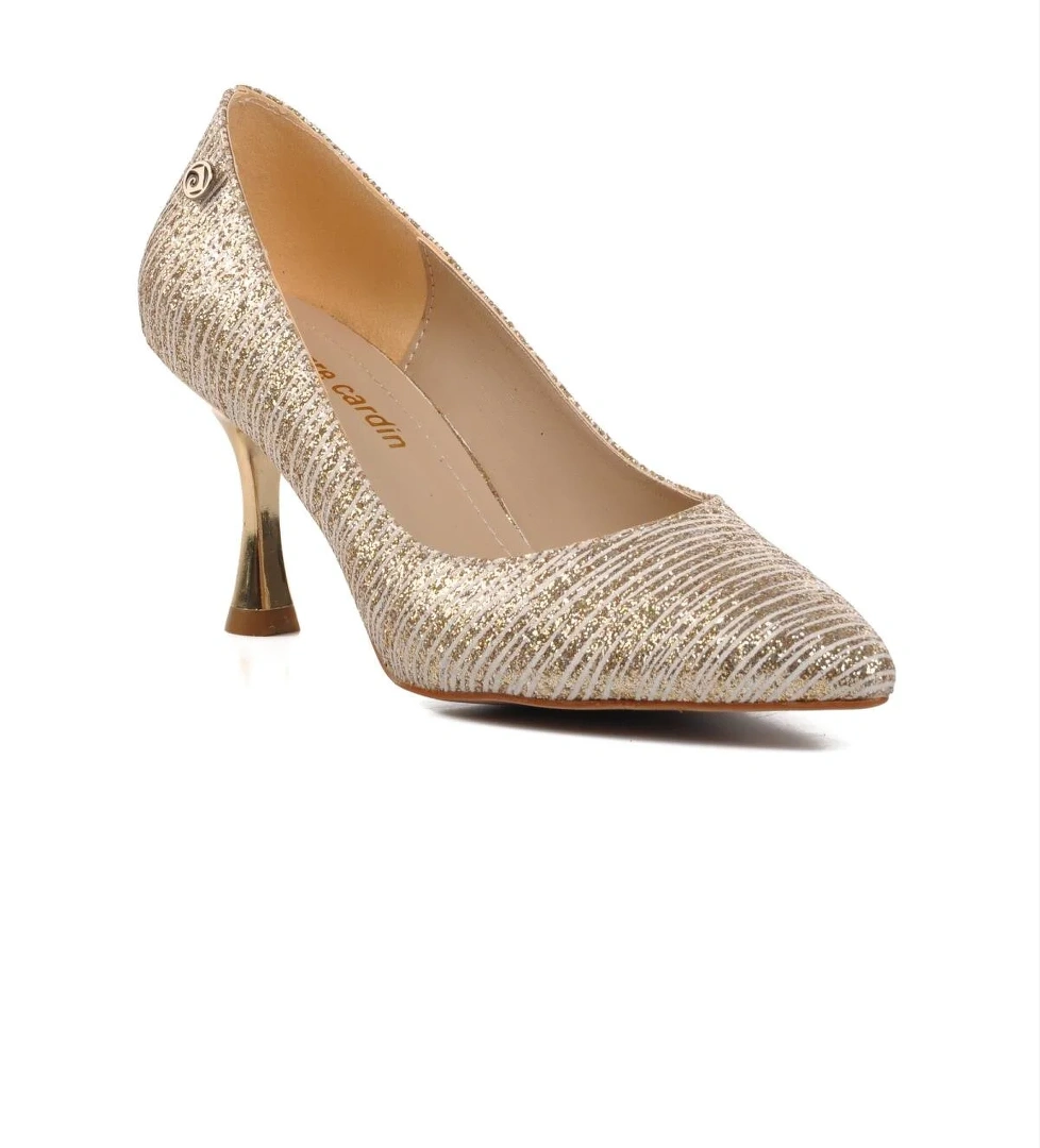 PC-54049 Altın Kadın Topuklu Ayakkabı - Görsel 1