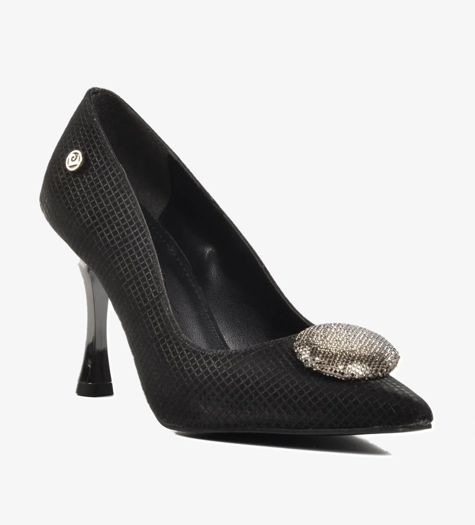 Pierre Cardin Pc-54031 Gümüş Siyah Kadın Topuklu Ayakkabı model görseli