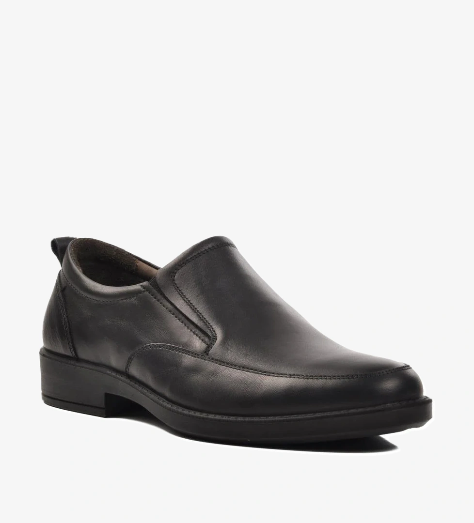 28326 Geniş Kalıp Ortopedik Deri Siyah Erkek Klasik Ayakkabı - Görsel 1