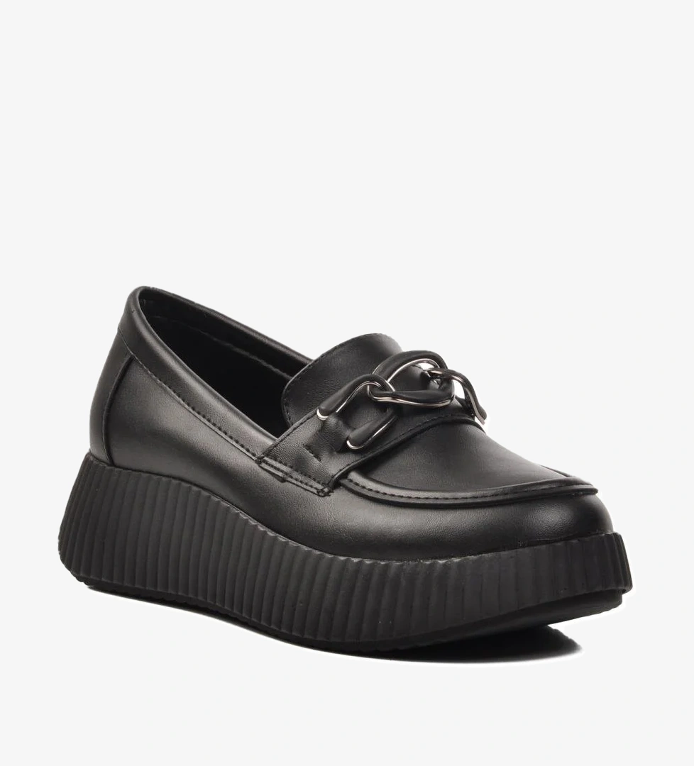 389120 Siyah Cilt Kadın Günlük Ayakkabı