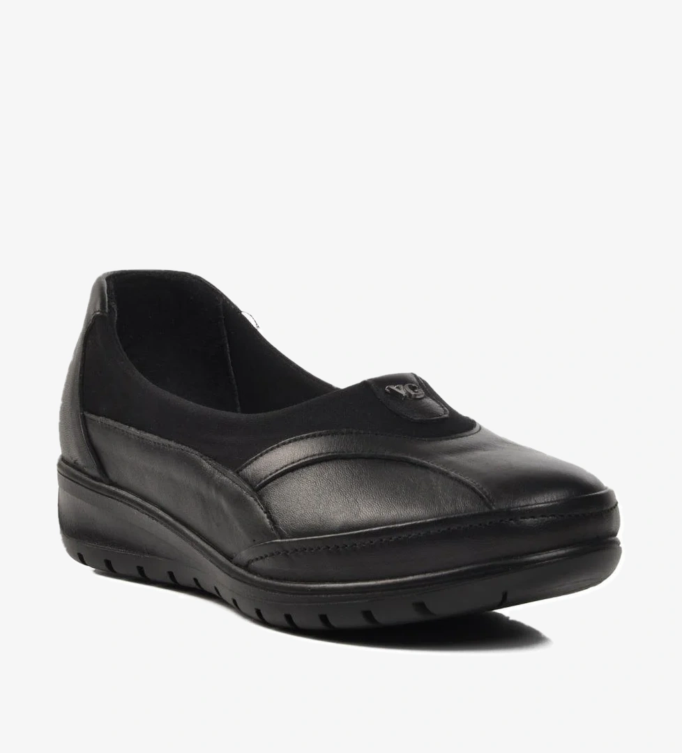 7507-1 Siyah Hakiki Deri Kadın Günlük Ayakkabı - Görsel 1