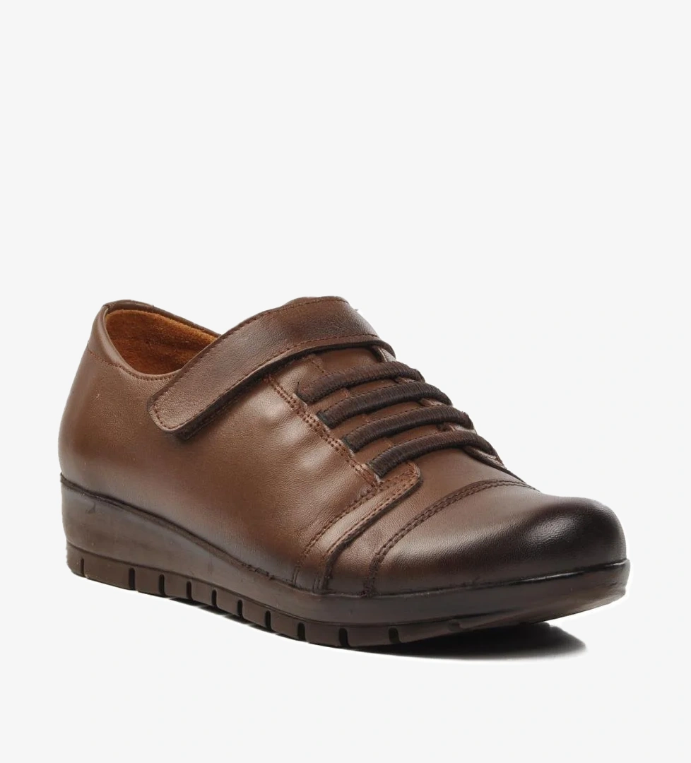 Road39 Ceviz Hakiki Deri Kadın Günlük Ayakkabı