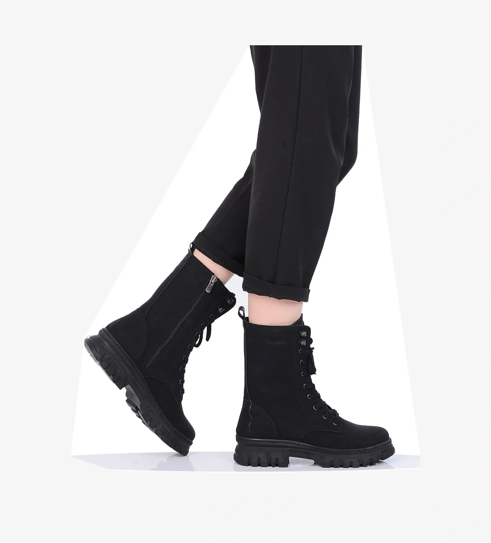 M.p Mp 242-2212Zn Siyah Kadın Kışlık Düz Postal Bot Ayakkabı model görseli