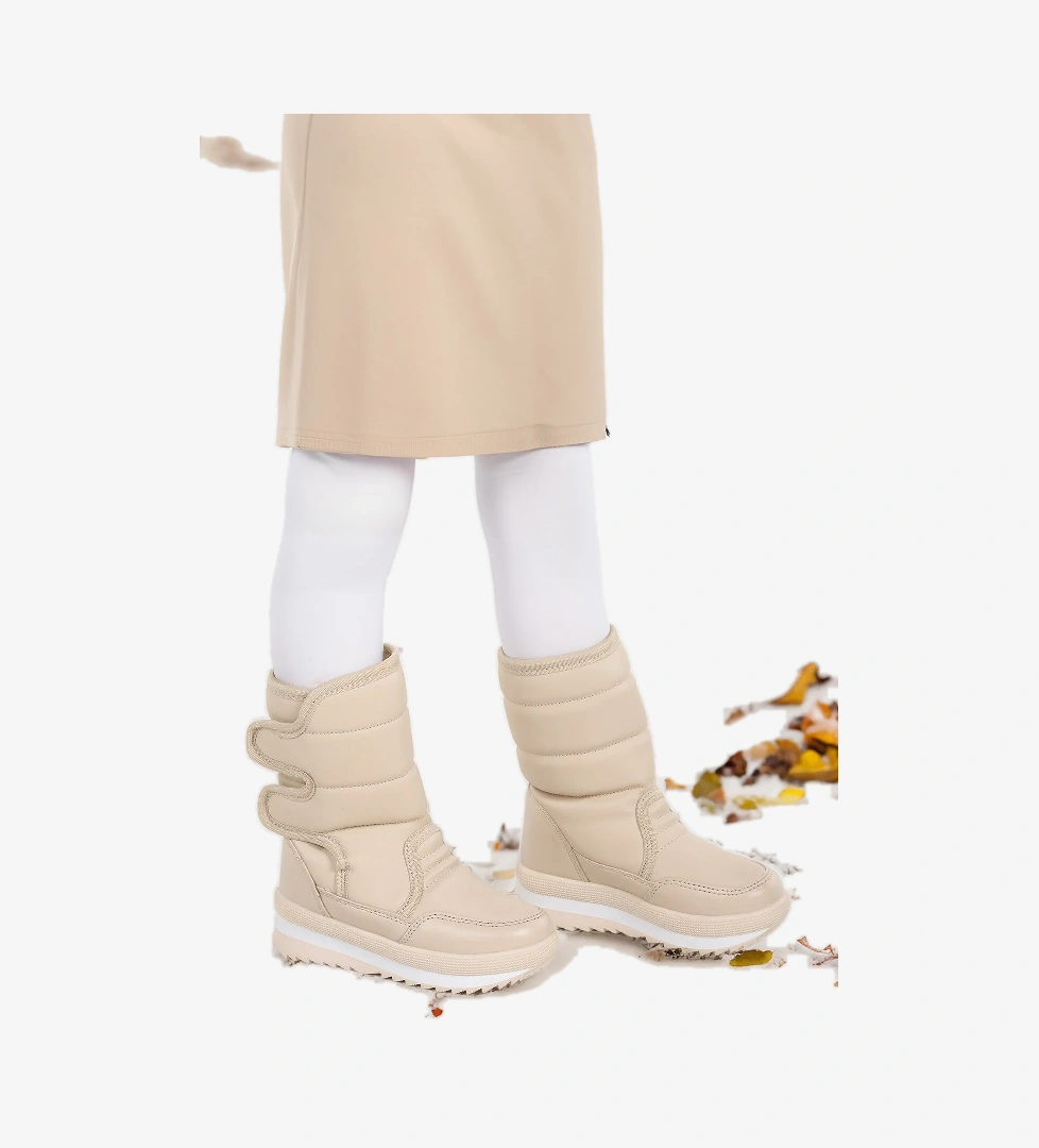 Riko Cırtlı Termo Taban Kız Çocuk Kar Botu Bej