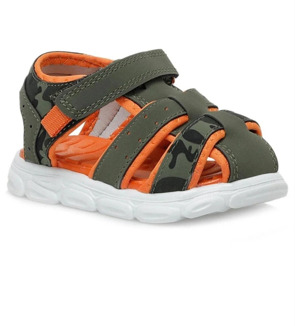 N Trend Haki Yeşil Turuncu Bebek Sandalet Ayakkabı model görseli