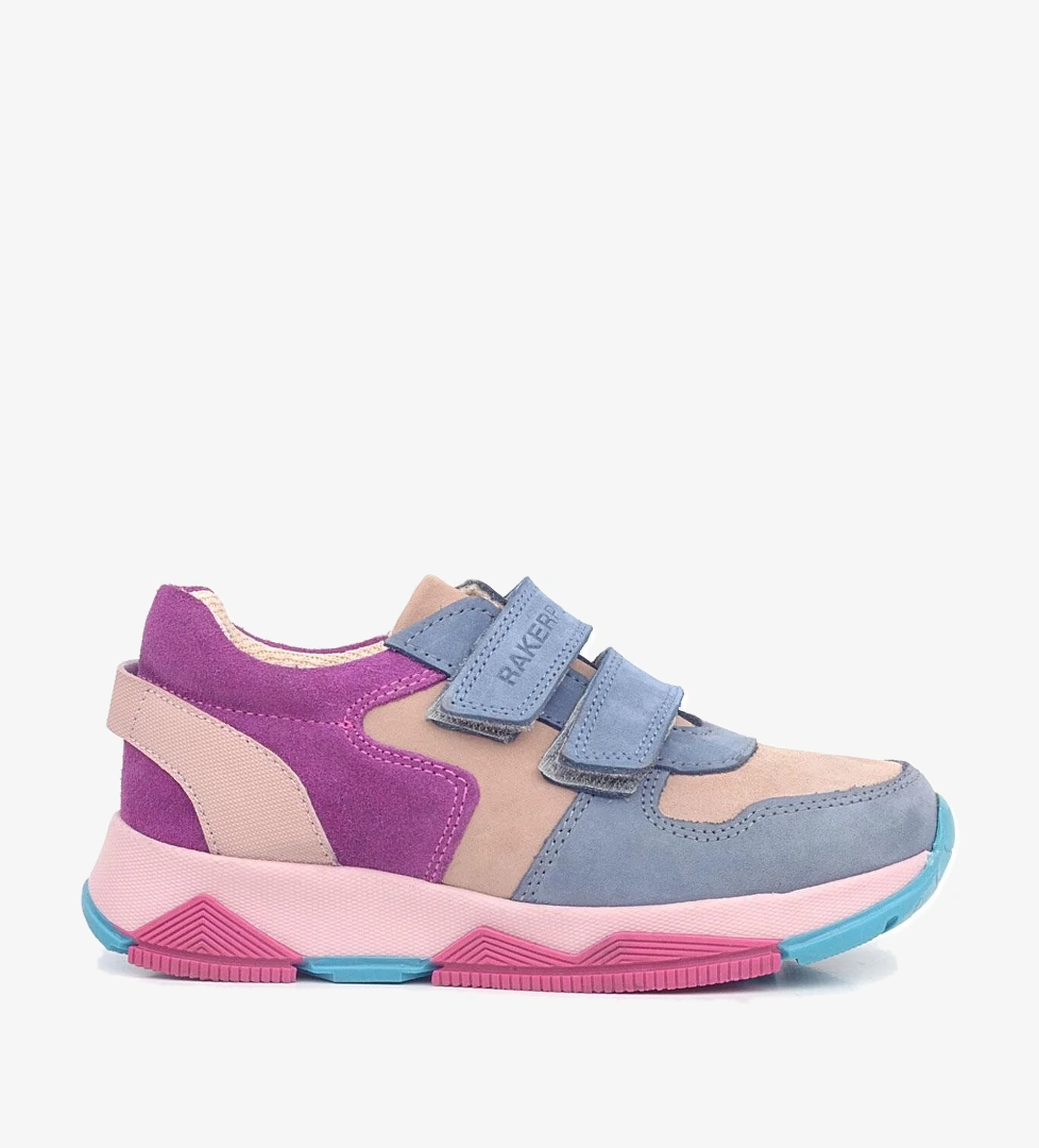 Rakerplus Hakiki Deri Pudra Mavi Fuşya Çocuk Sneakers Spor Ayakkabı model görseli