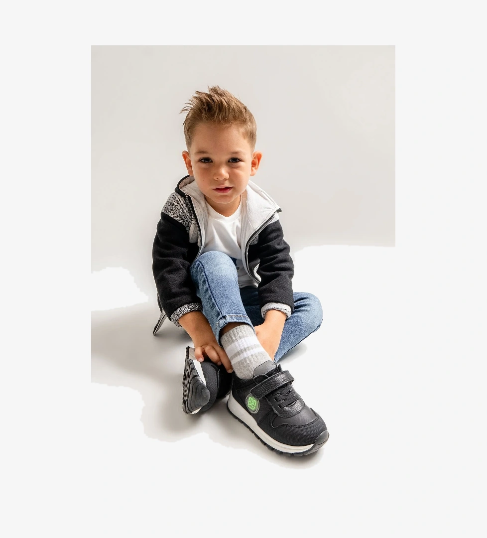 Erkek Çocuk Siyah Hakiki Deri Anatomik Günlük Ayakkabı - Görsel 1