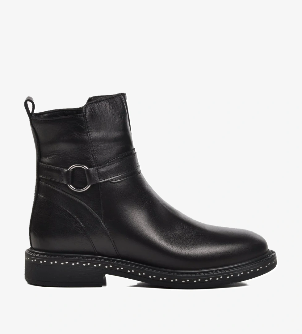 9856 Siyah İçi Kürklü Hakiki Deri Kadın Bot