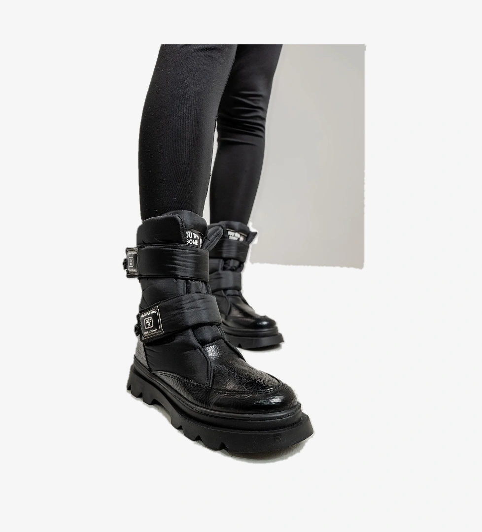 Kız Çocuk Siyah Rugan Deri Anatomik Günlük Bot