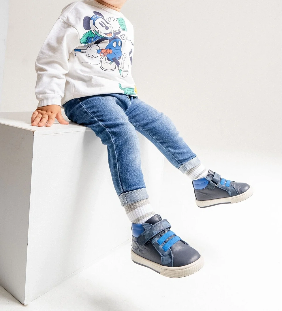 Erkek Çocuk Lacivert Hakiki Deri Anatomik Günlük Bot - Görsel 1