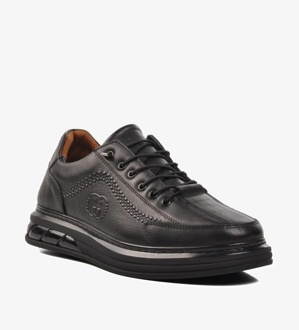 820 Siyah Hakiki Deri Erkek Günlük Ayakkabı