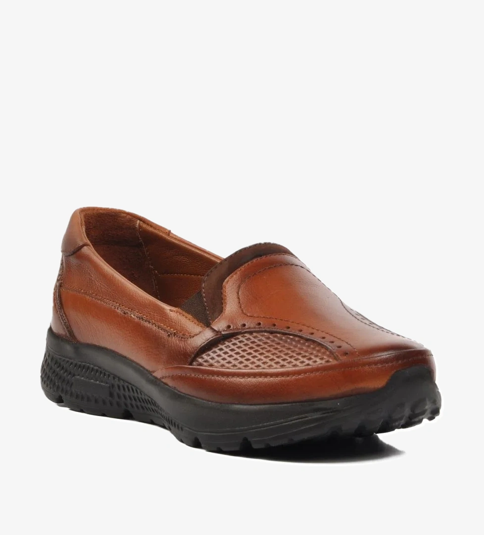 040 Taba Hakiki Deri Kadın Günlük Ayakkabı - Görsel 1