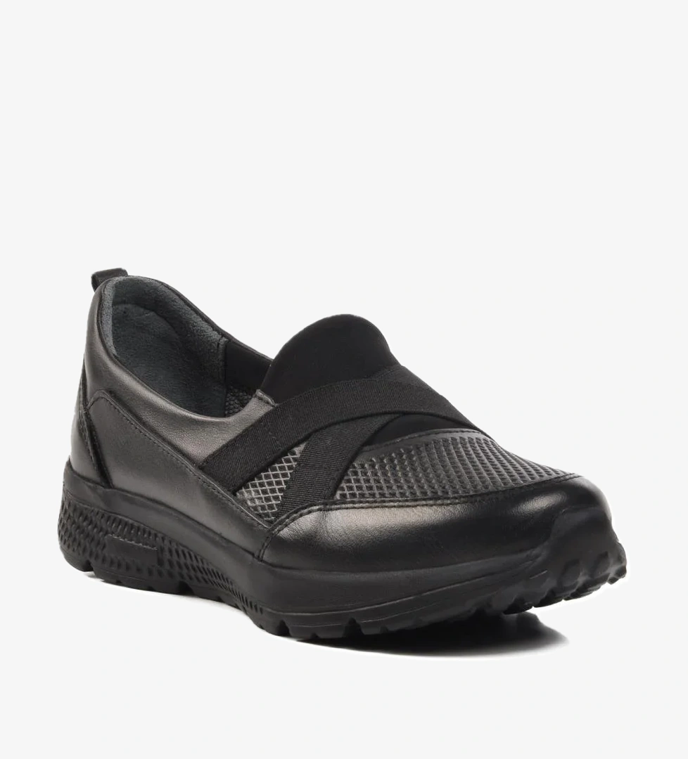 017-L Siyah Hakiki Deri Kadın Günlük Ayakkabı