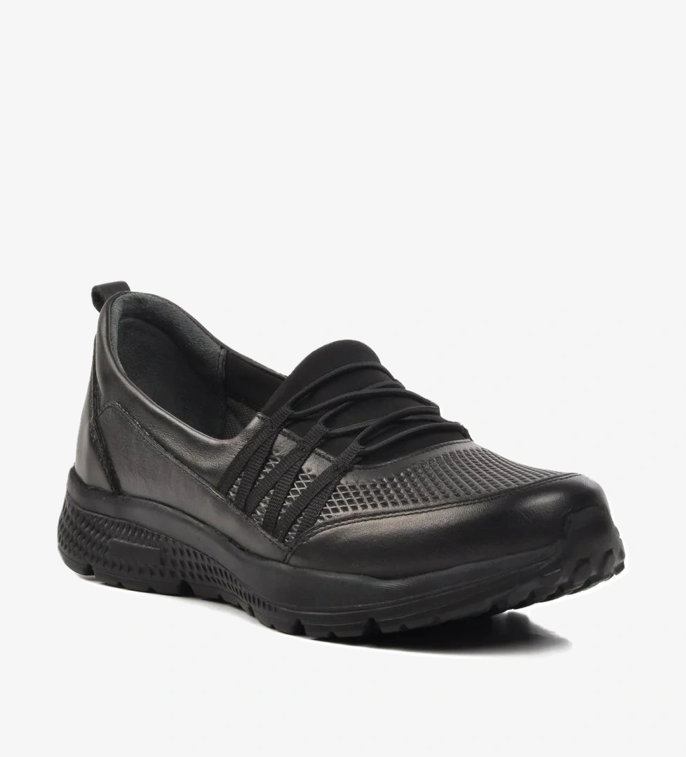 017-D Siyah Deri Kadın Günlük Ayakkabı - Görsel 1