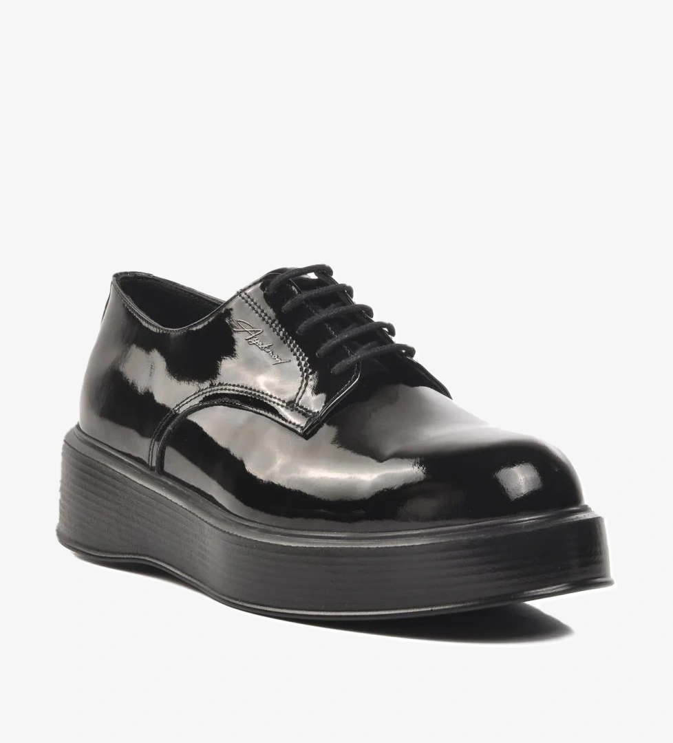 Premium 2128 Siyah Rugan Geniş Kalıp Deri Erkek Klasik Ayakkabı