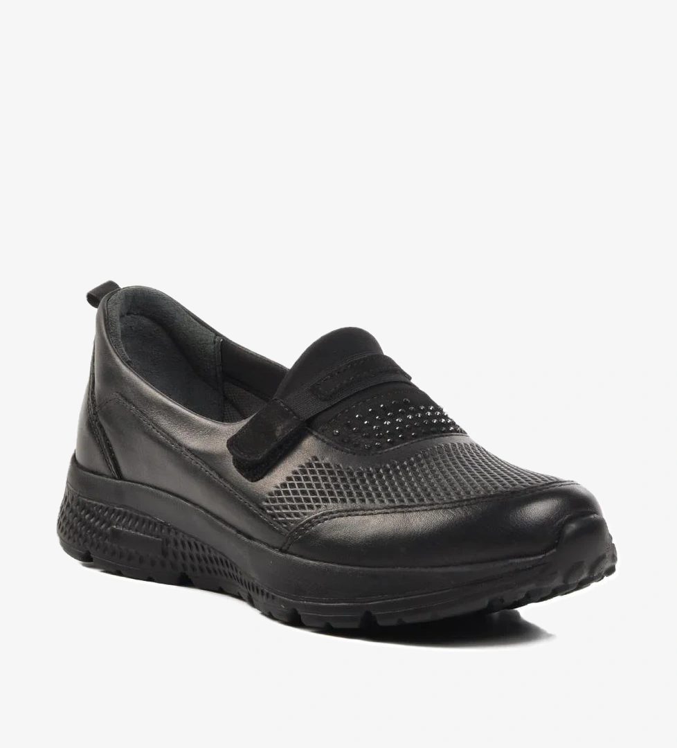 017-C Siyah Hakiki Deri Kadın Günlük Ayakkabı - Görsel 1