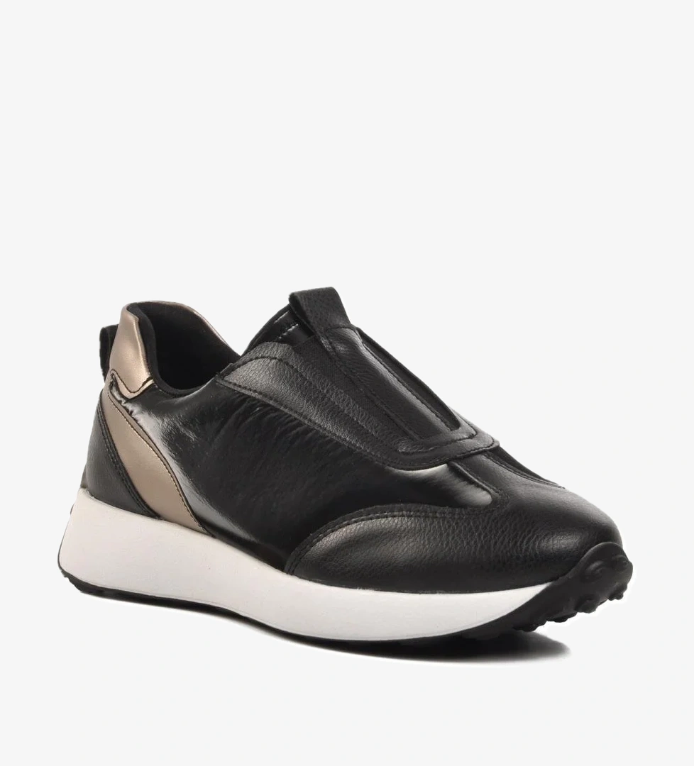 7539 Siyah-Beyaz Slip-On Kadın Sneaker - Görsel 1