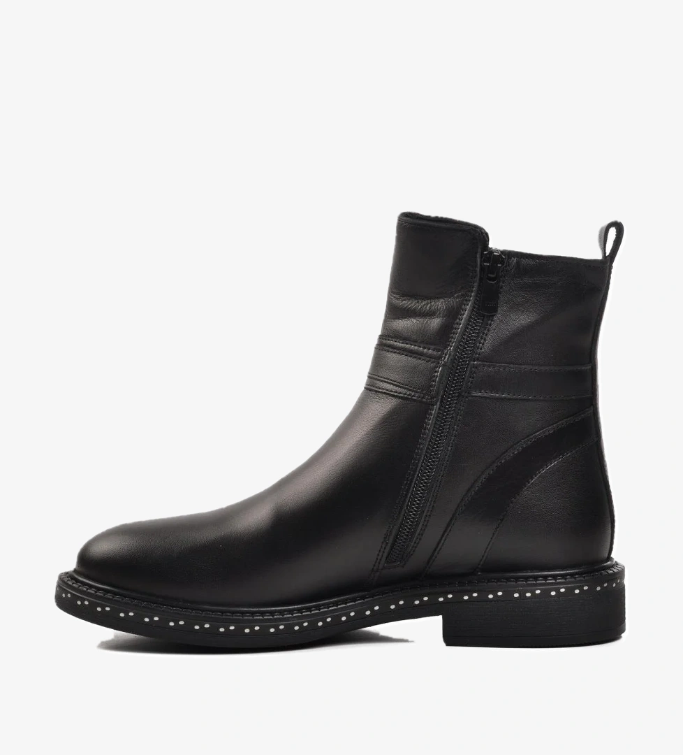 9856 Siyah İçi Kürklü Hakiki Deri Kadın Bot - Görsel 1