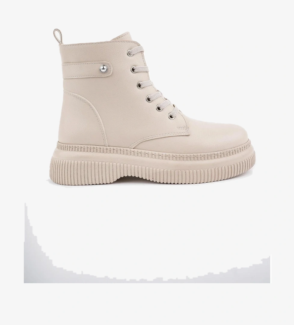 LUCİNDA Garantili Kalın Taban Fermuarlı Bağcıklı Kadın Postal Bot