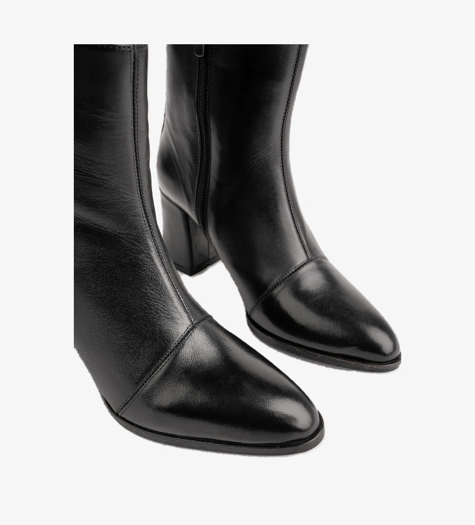 CHEVY Garantili Hakiki Deri Fermuarlı Topuklu Kadın Bot