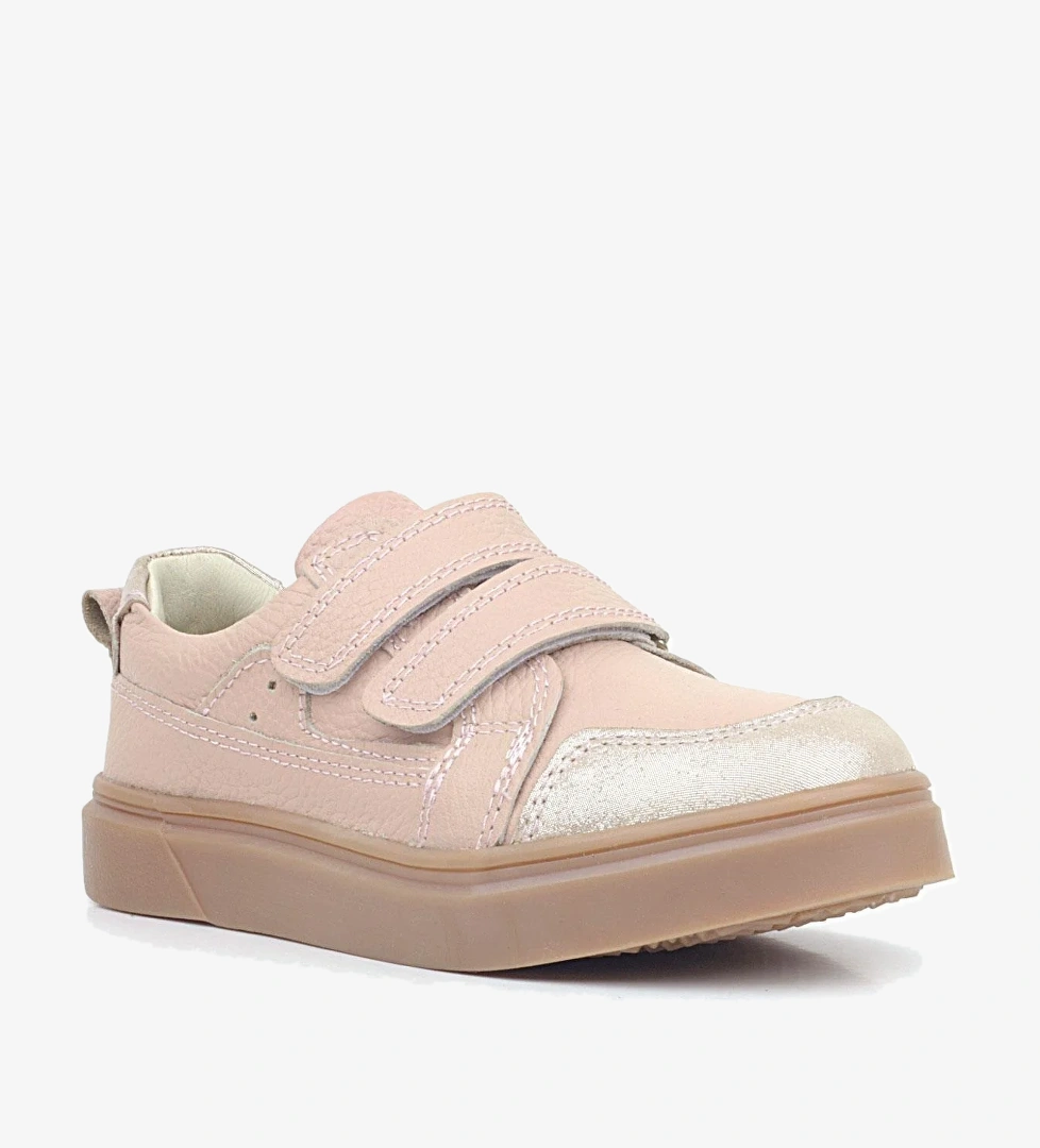 Rakerplus Pudra Simli Hakiki Deri Cırtlı Kız Çocuk Sneaker Ayakkabı model görseli