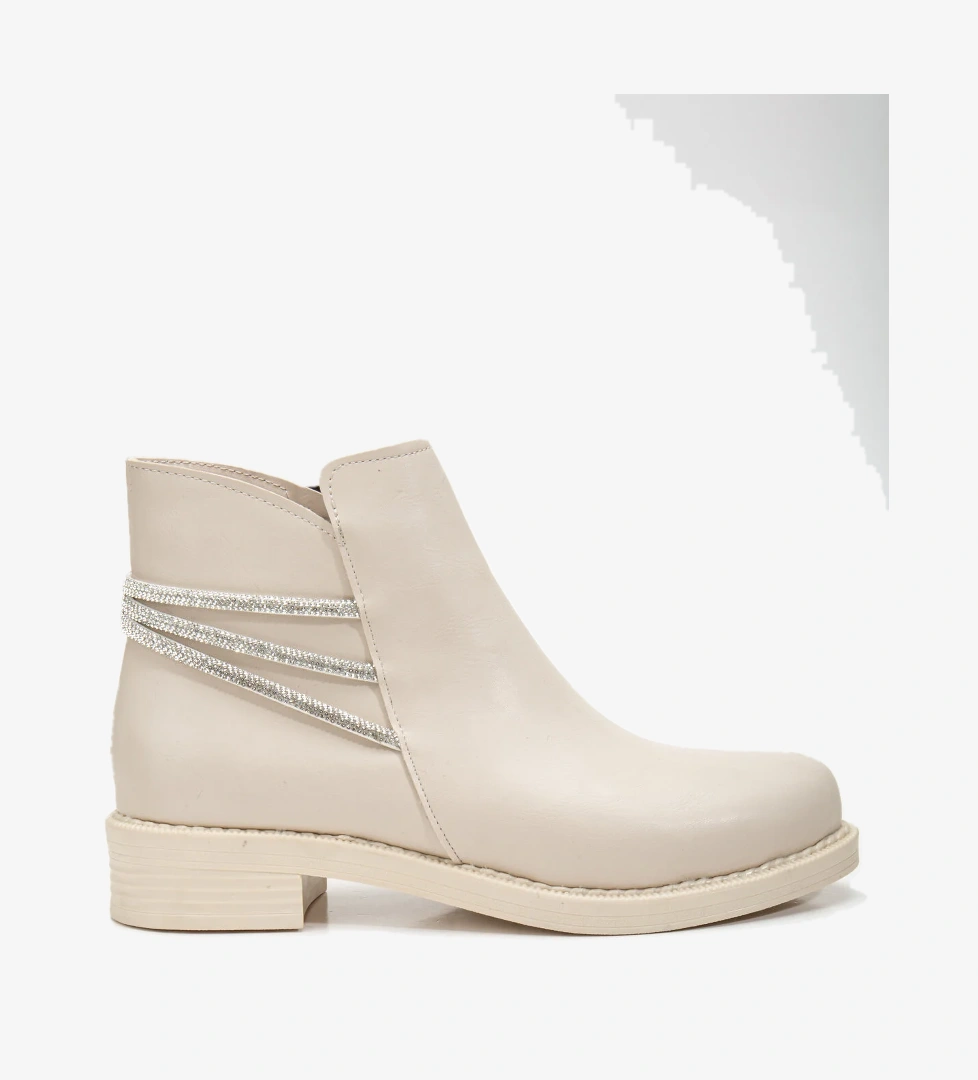 Tonny Black Kadın Ten Cilt Termo Taban Üç Taş Halatlı Fermuarlı Kısa Topuklu Bot model görseli