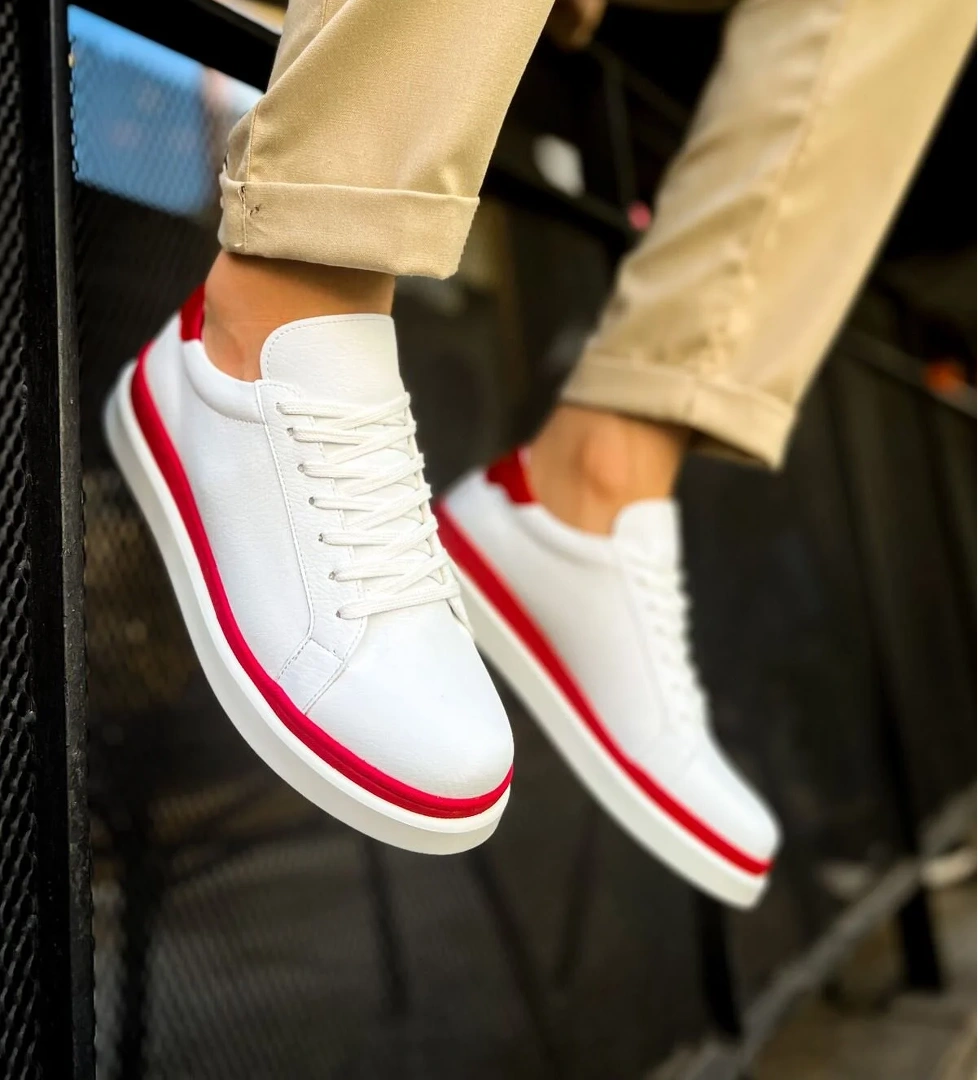 CH979 Santoni GBT Spor Erkek Ayakkabı BEYAZ/KIRMIZI - Görsel 1
