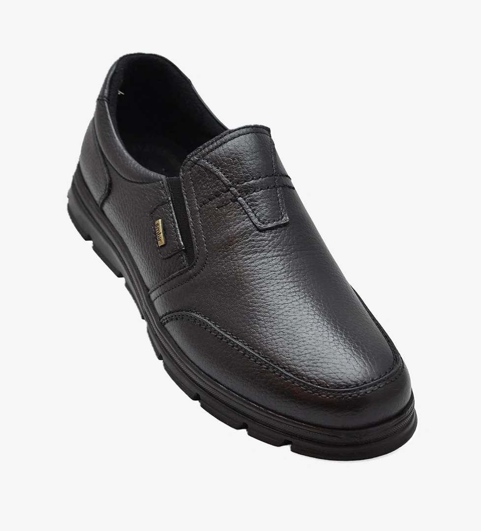 1645-S Kışlık Tam Ortopedik Taban %100 Hakiki Deri Bağcıksız Erkek Ayakkabı Kauçuk Kaymaz Taban - Görsel 1