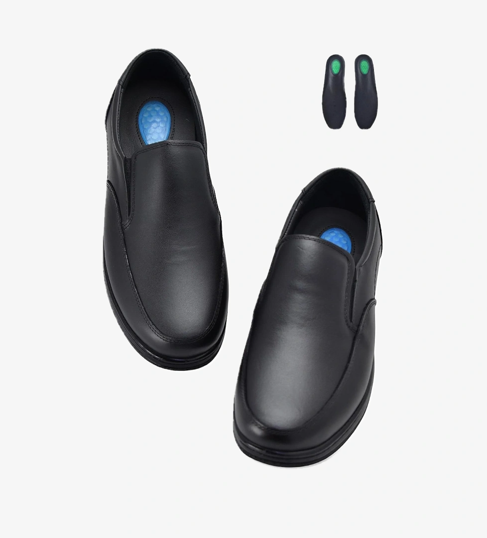 TAB401 Jelli Ortopedik Topuk Masajlı Hakiki Deri Erkek Ayakkabı Kauçuk Taban