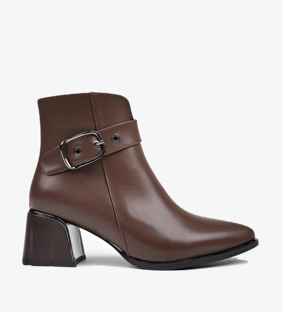 RAİSON Garantili Kemer Detaylı Fermuarlı Sivri Burun Günlük Kadın Bot - Görsel 1