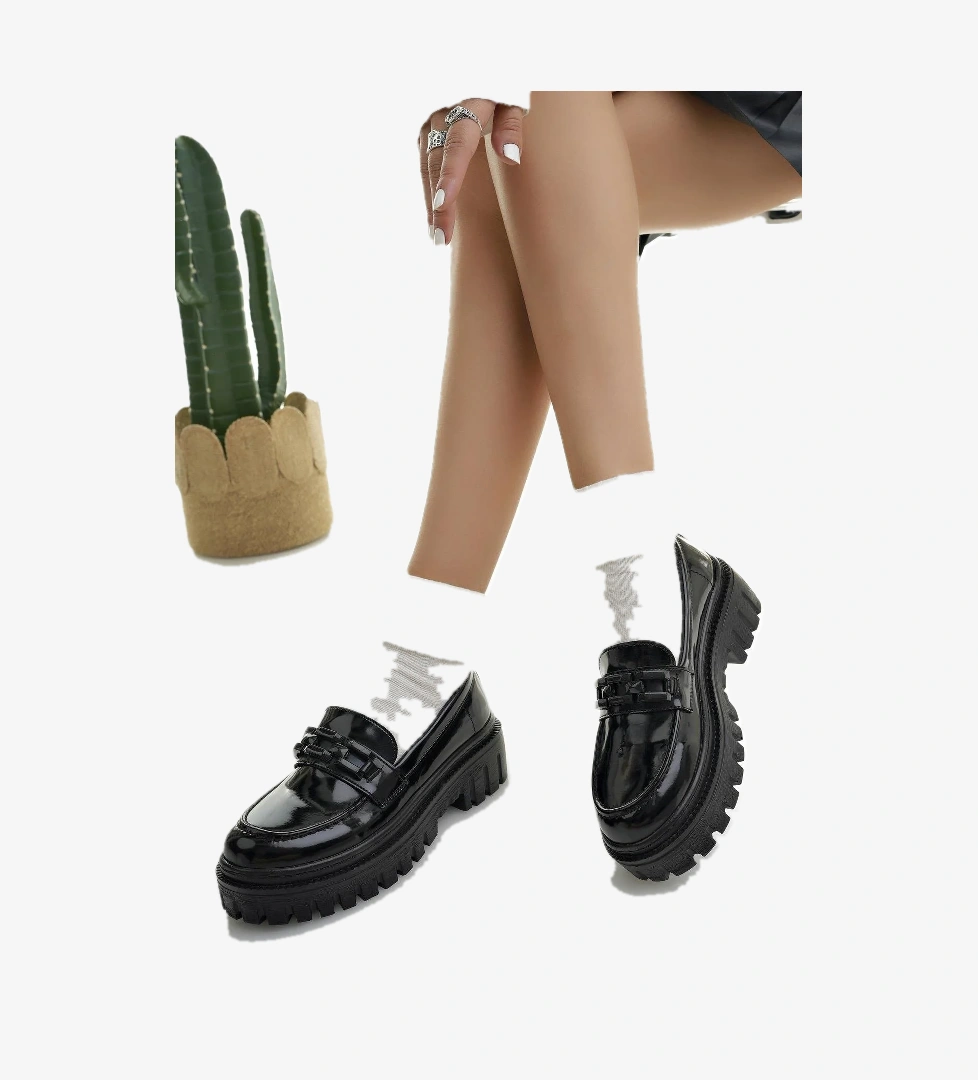 SAMANTHA Garantili Kadın Loafer Kalın Taban Tokalı Günlük Casual Makosen Ayakkabı