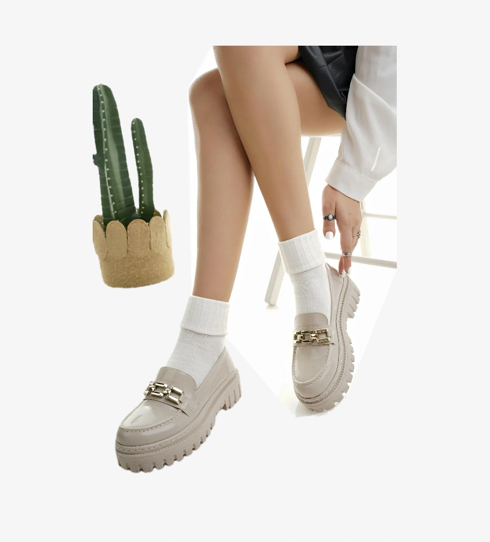 SAMANTHA Garantili Kadın Loafer Kalın Taban Tokalı Günlük Casual Makosen Ayakkabı