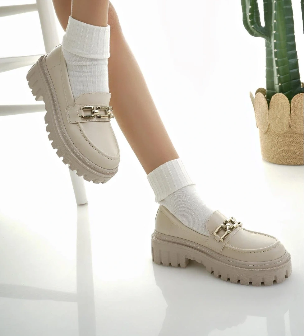 SAMANTHA Garantili Kadın Loafer Kalın Taban Tokalı Günlük Casual Makosen Ayakkabı