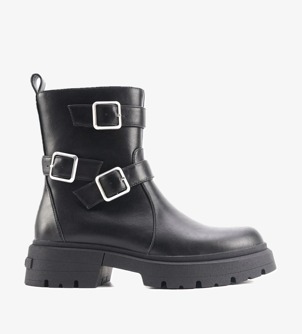 FERANA 4PR Siyah Kadın Biker Bot - Görsel 1