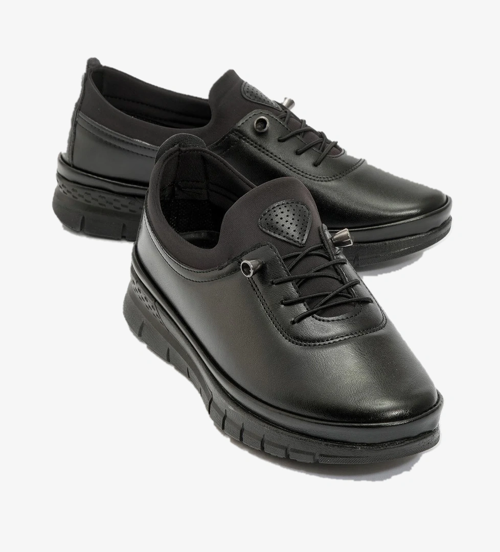 Ccway Kadın Lastik Bağlı Günlük Ayakkabı SİYAH CİLT model görseli