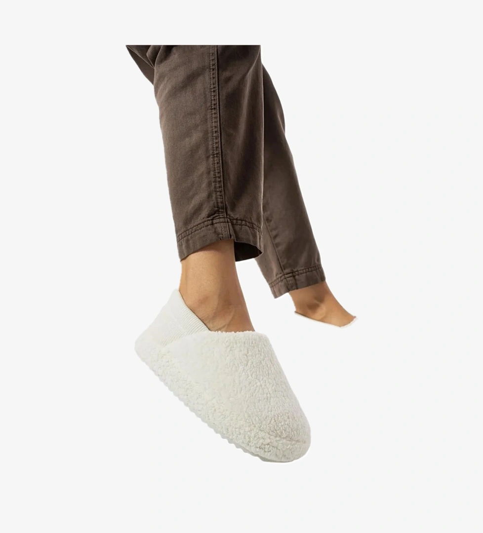 Kadın Lastikli Kaymaz Taban Peluş Havlu Kumaş Ev Ayakkabısı Panduf BEYAZ