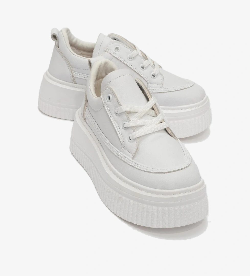 Bağcıklı Kadın Spor Ayakkabı BEYAZ BEYAZ