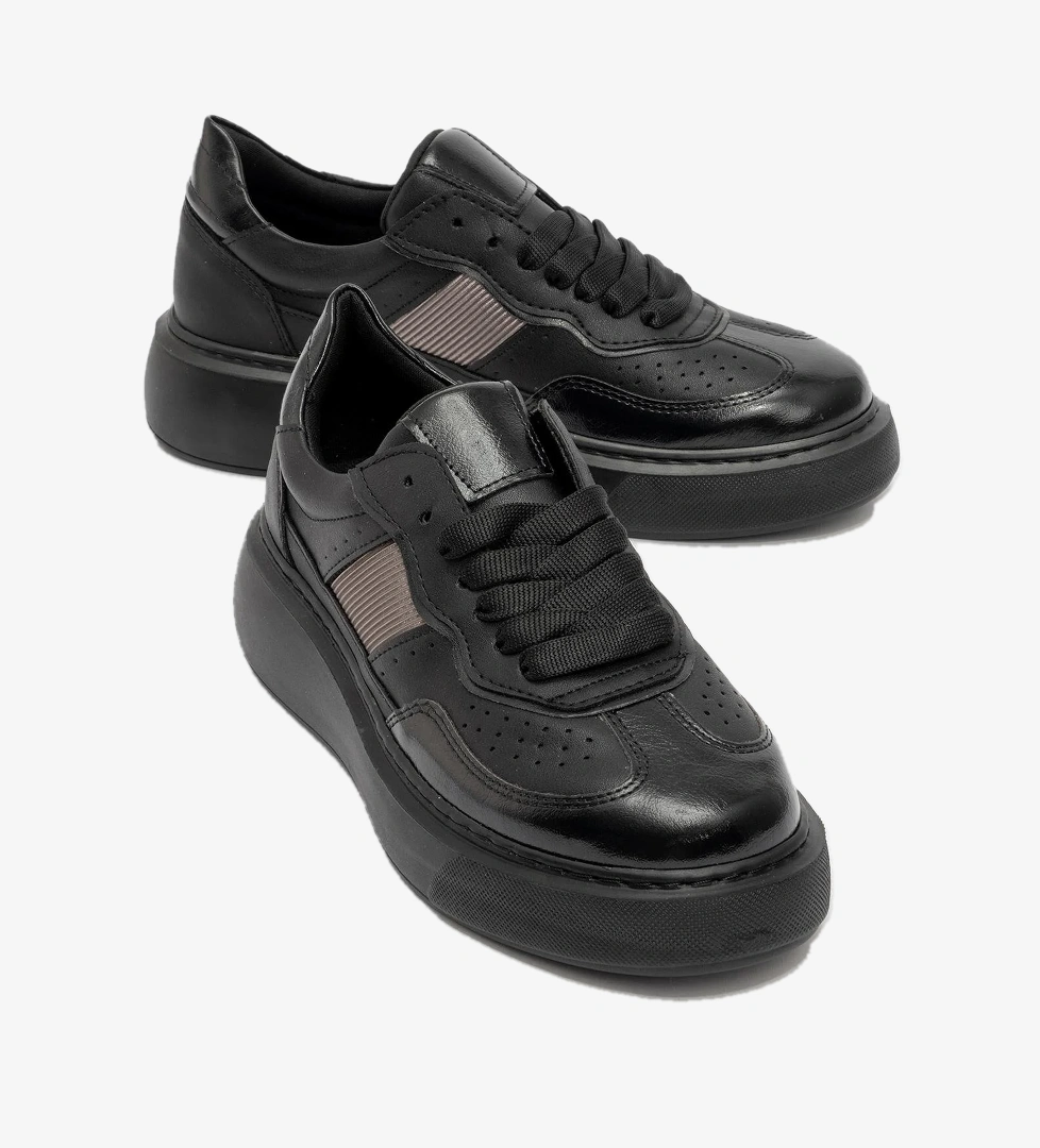 Kadın Spor Ayakkabı SİYAH SİYAH KIRIŞIK