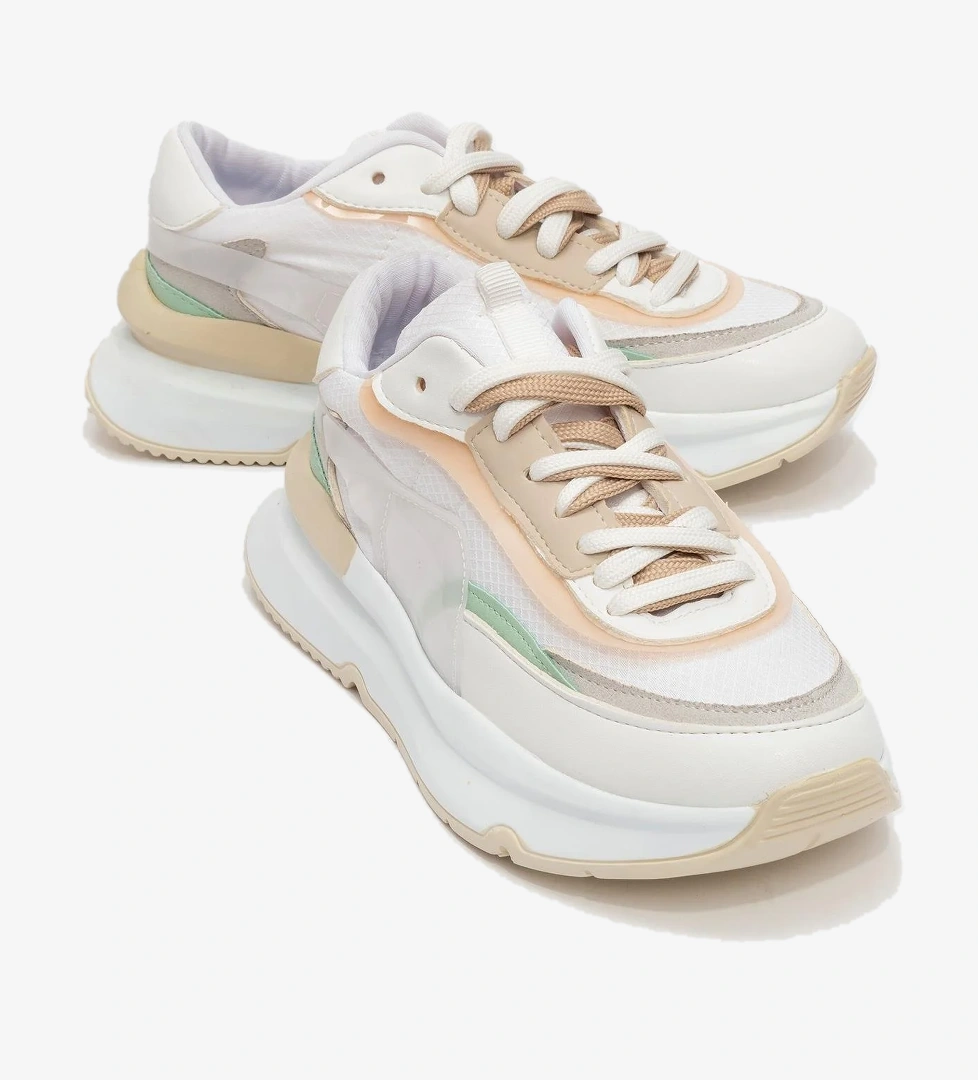 Ccway Bağcıklı Kadın Spor Ayakkabı Beyaz model görseli