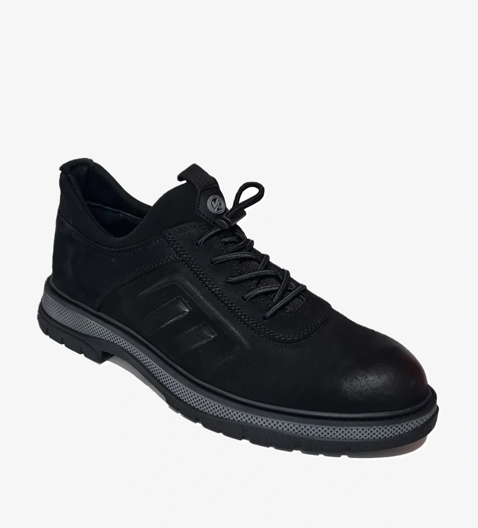 Komcero Lastik Bağlı Streçli M Baskılı Hakiki Deri Erkek Casual Ayakkabı K2400-2025 - Görsel 1