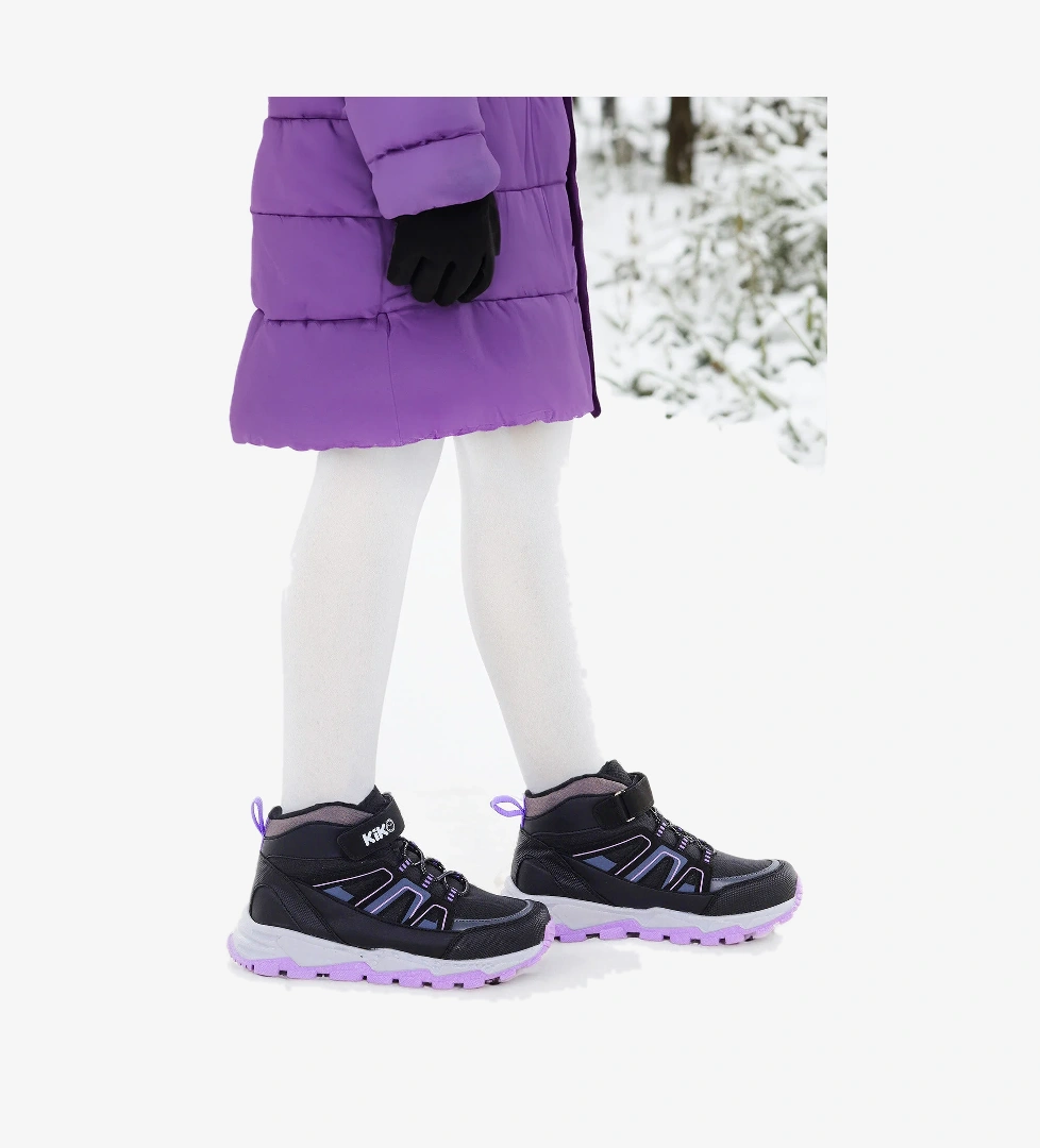 Kcal Termo Taban Cırtlı Kız Çocuk Spor Bot Ayakkabı Siyah - Lila - Görsel 1