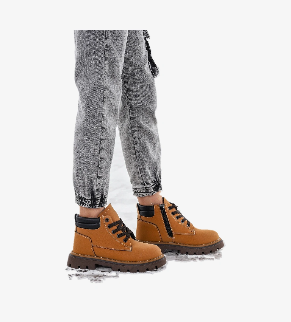 Fermuarlı Erkek Çocuk Bot Ayakkabı Arz 4552 Taba