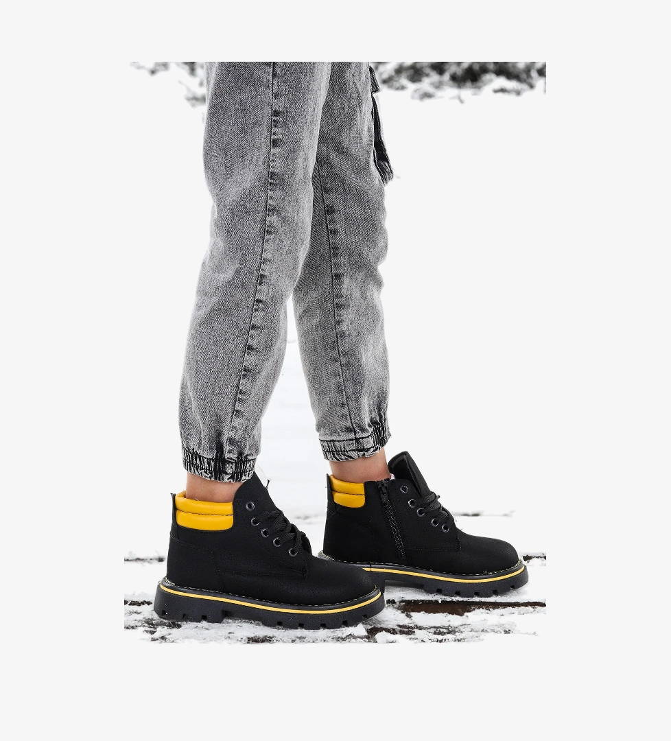 Fermuarlı Erkek Çocuk Bot Ayakkabı Arz 4552 Siyah