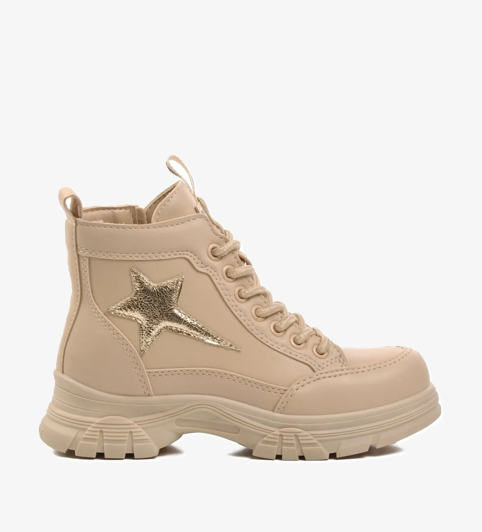 24042-F Bej İçi Polarlı Çocuk Bot - Görsel 1