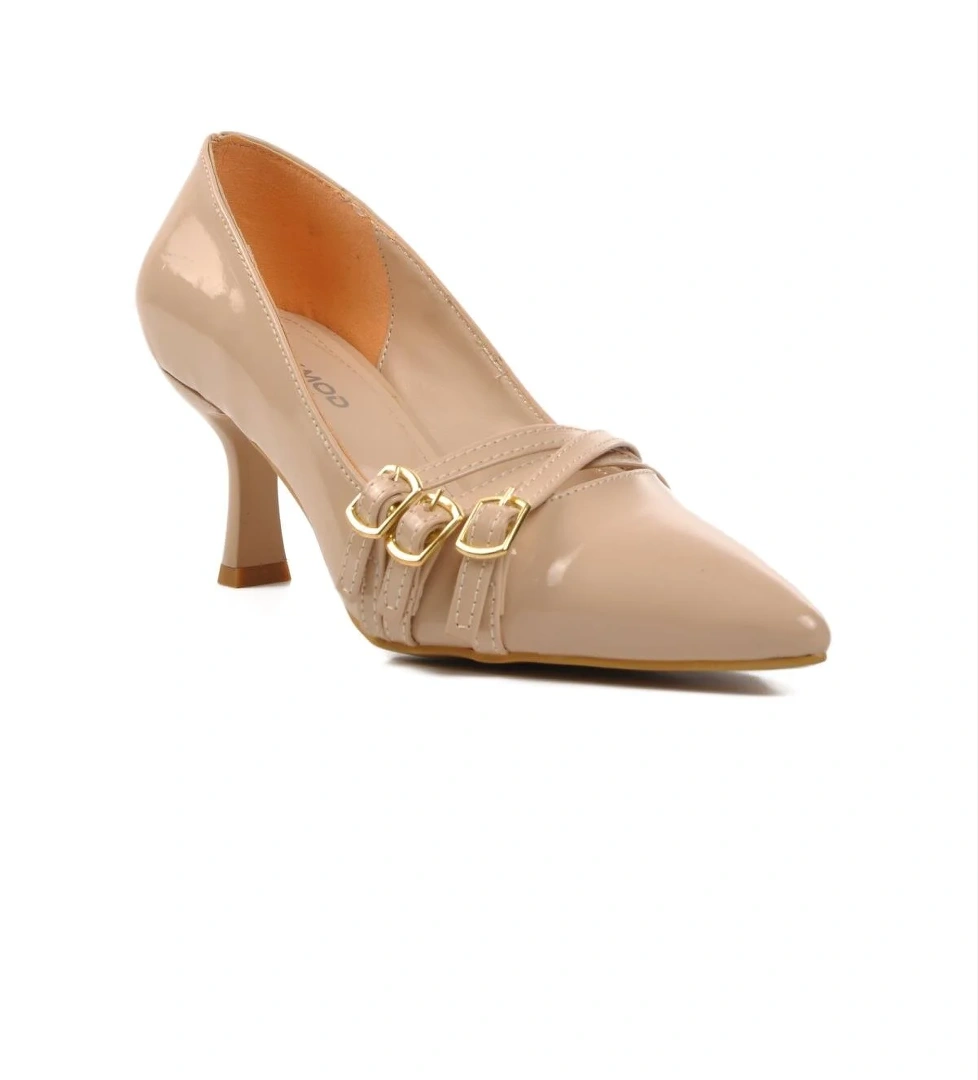 458296 Nude Rugan İnce Topuklu Kadın Abiye Ayakkabı